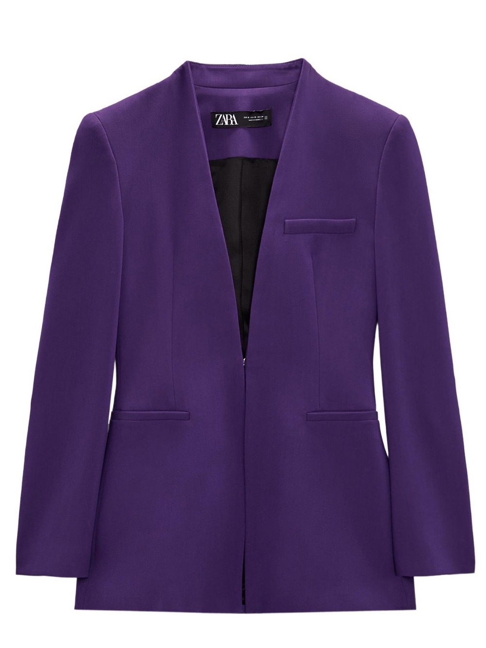 Zara Vibrant Purple Open-Front Blazer